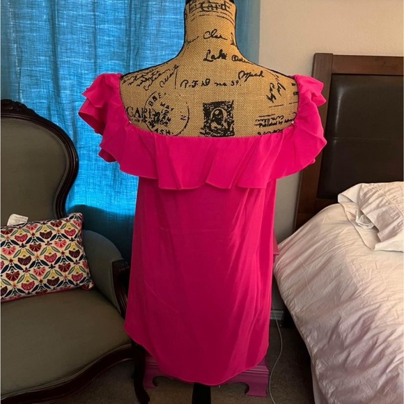 Amanda Uprichard Ruffle Hot Pink Silk Dress - Picture 3 of 8